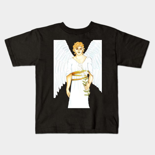 Archangel Gabriel the Messenger Angel- Dark Grey Kids T-Shirt by EarthSoul